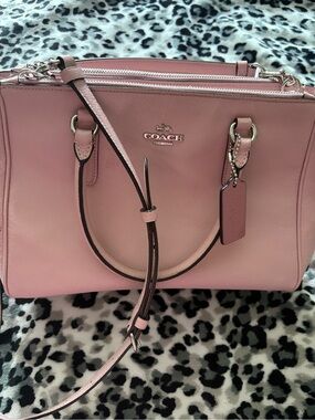 COACH Surrey Carryall in Blush Pink Leather Double-Zip Satchel